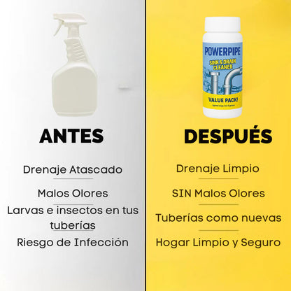 PowerPipe: Limpiador de Drenajes y Taza WC